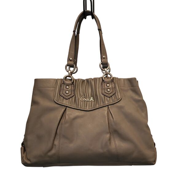 COACH Ashley Leather Satchel Purse Gray Shoulder Bag G1269-F19425 - Picture 1 of 16